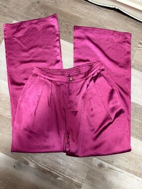 NWT Ruby and Yaya Magenta Satin Wide-Leg Pants